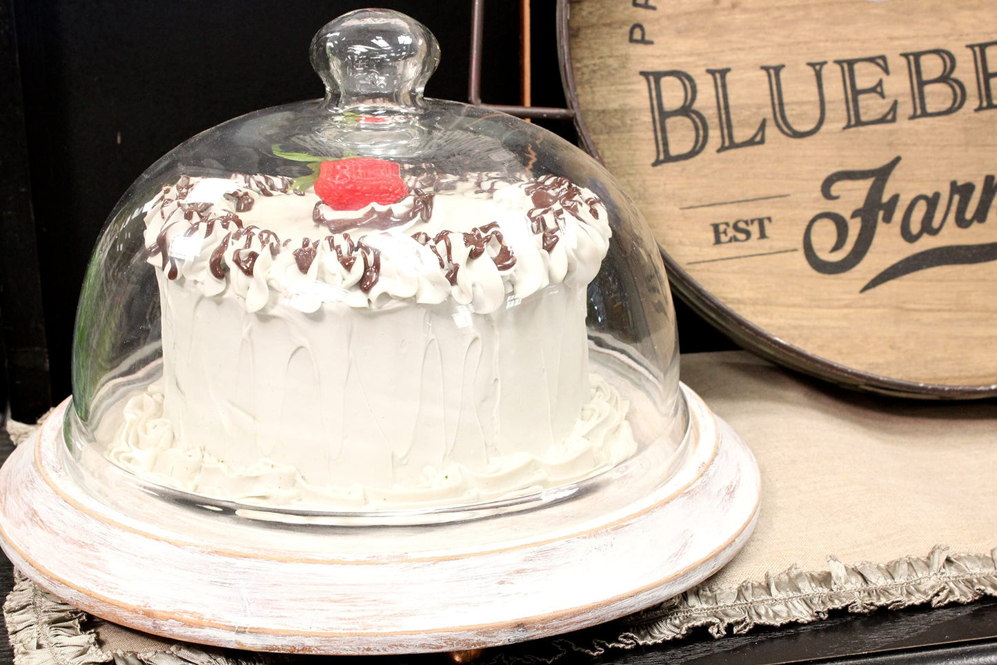 Just Dough It 7" Realistic Vanilla Frosted Cake with Chocolate Drizzle and Strawberry Replica Prop