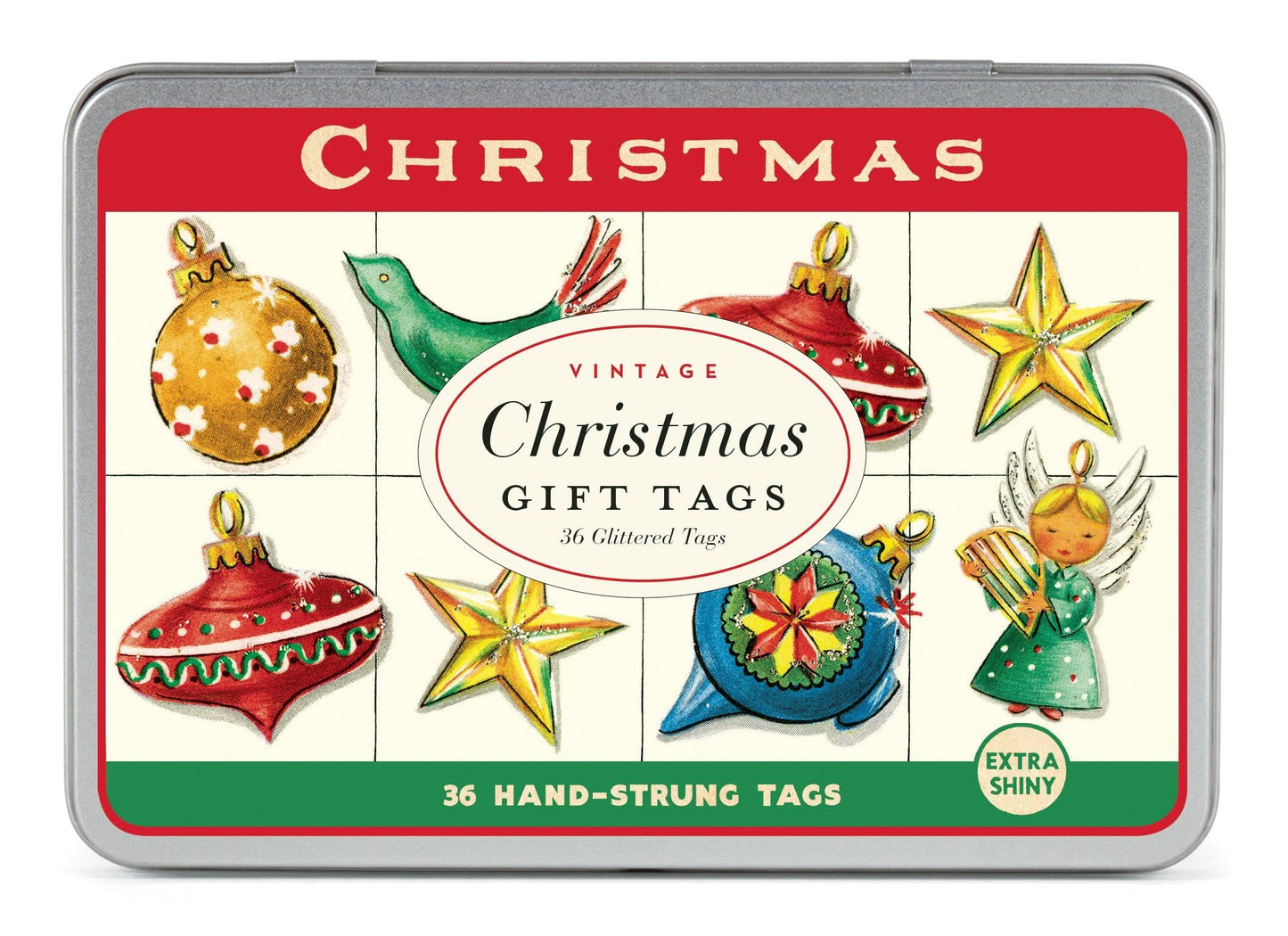 Cavallini & Co. Christmas Ornaments Vintage Glittered Gift Tag Set