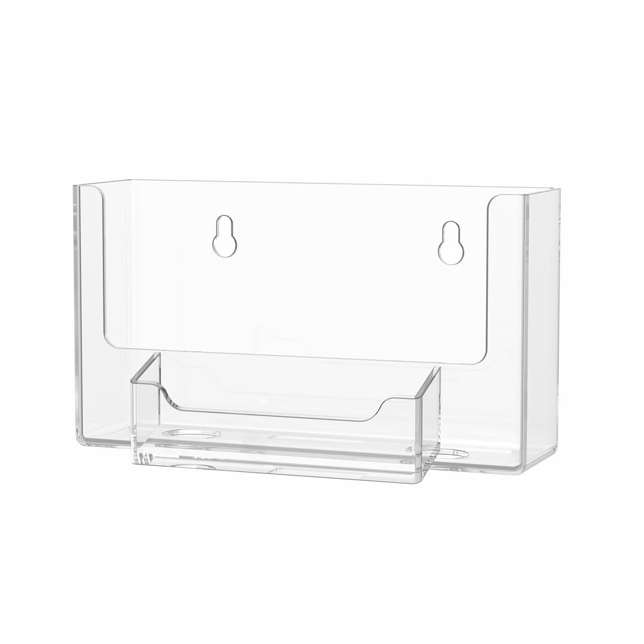 Marketing Holders Postcard Holder 6 Inch Wide with 3.5" x 2" Business Card Pocket and Hanging Hardware Wall Index Card Display Clear Acrylic Literature Organizer for Offices Shops and Tradeshows