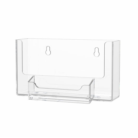 Marketing Holders Postcard Holder 6 Inch Wide with 3.5" x 2" Business Card Pocket and Hanging Hardware Wall Index Card Display Clear Acrylic Literature Organizer for Offices Shops and Tradeshows