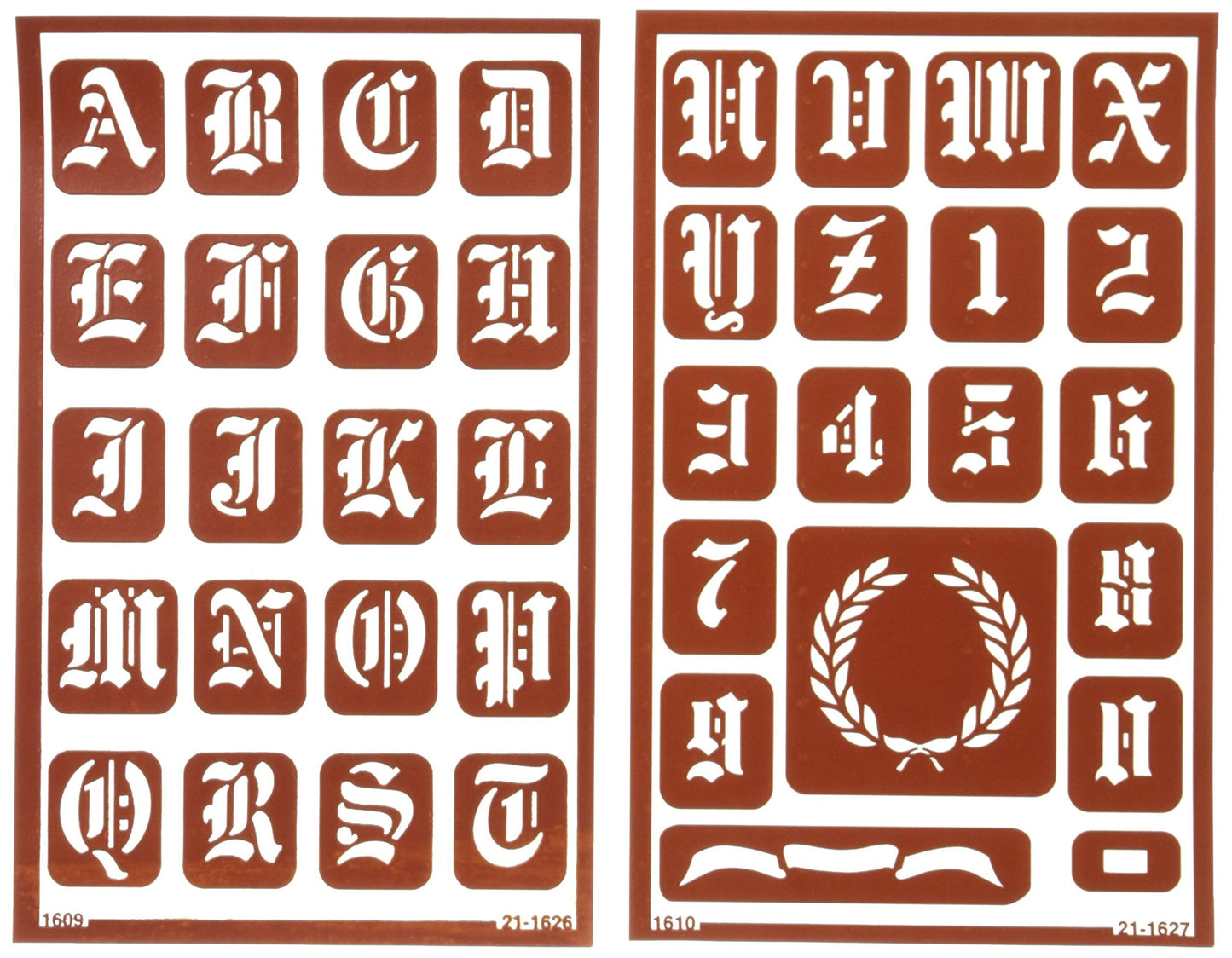 Armour Etch Over N Over Stencil, 1-Inch High Alphabet, 2 Pages