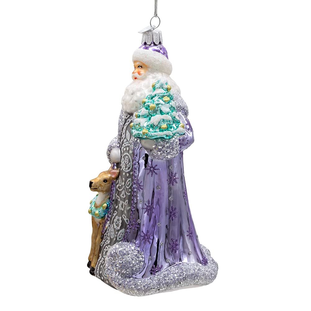 Kurt Adler 7-Inch Bellissimo Glass Periwinkle Santa Ornament
