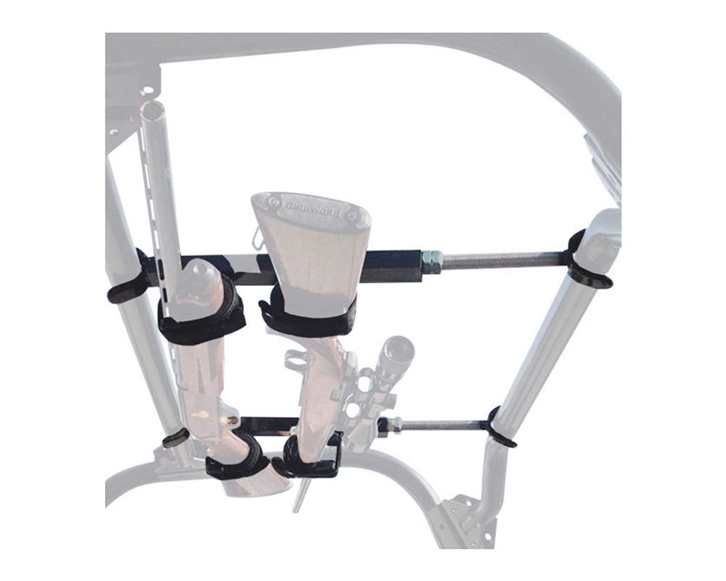 Great Day Quick-Draw Overhead Gun Rack - for UTVs with Different Roll Bar Depth/Width or Jeep Wrangler - Black Powder-Coated Finish - 2 Gun Model