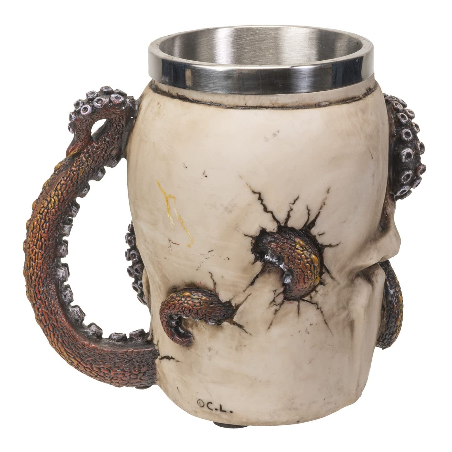 SUMMIT COLLECTION Kraken Skull Mug 16 fl oz Beer Tankard Coffee Mug 5 inch Tall Octopus Tentacle Handles