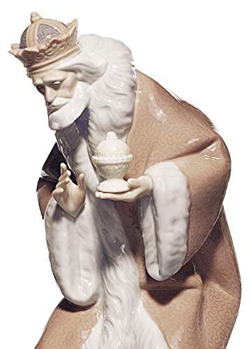 LLADRÓ King Melchior Nativity Figurine-Ii. Porcelain Three Wise Men Figure.