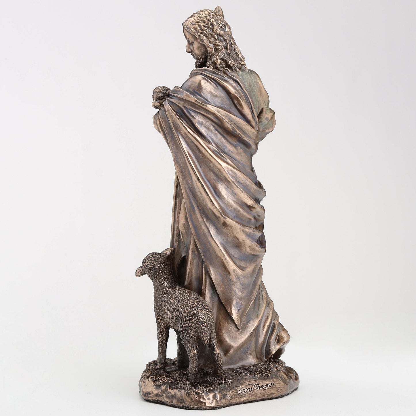 Veronese Design 6 1/4 Inch Jesus The Good Shepherd Cold Cast Resin Bronze Technique Religious Decoration Sculpture