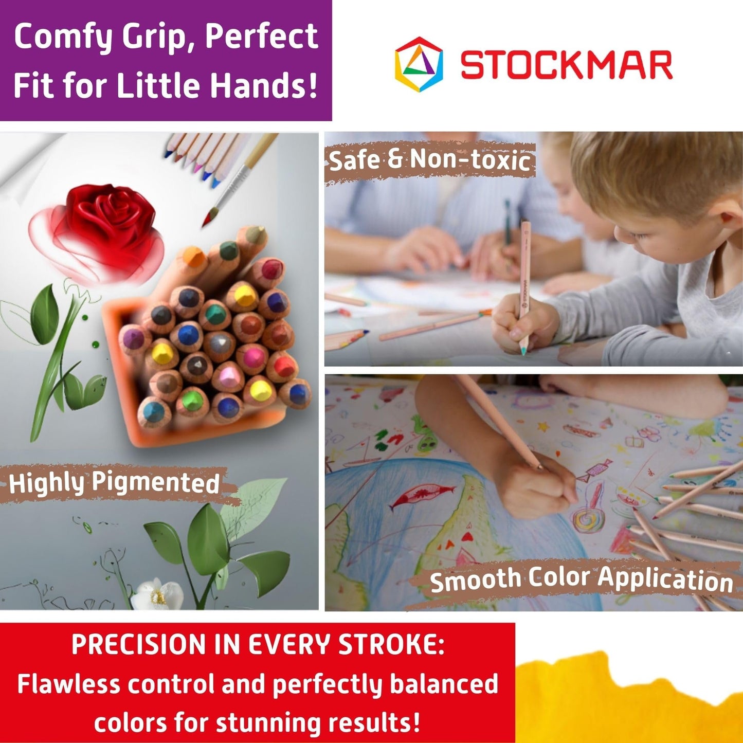 STOCKMAR Triangular Colored Pencils In a Tin Case