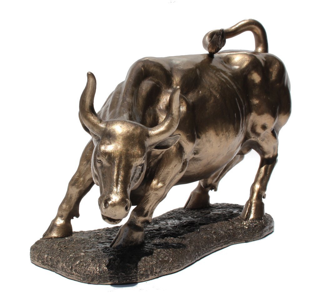 Unicorn Studios 9.5 Inch Figurine Replica Bull Polished Bronze Hued