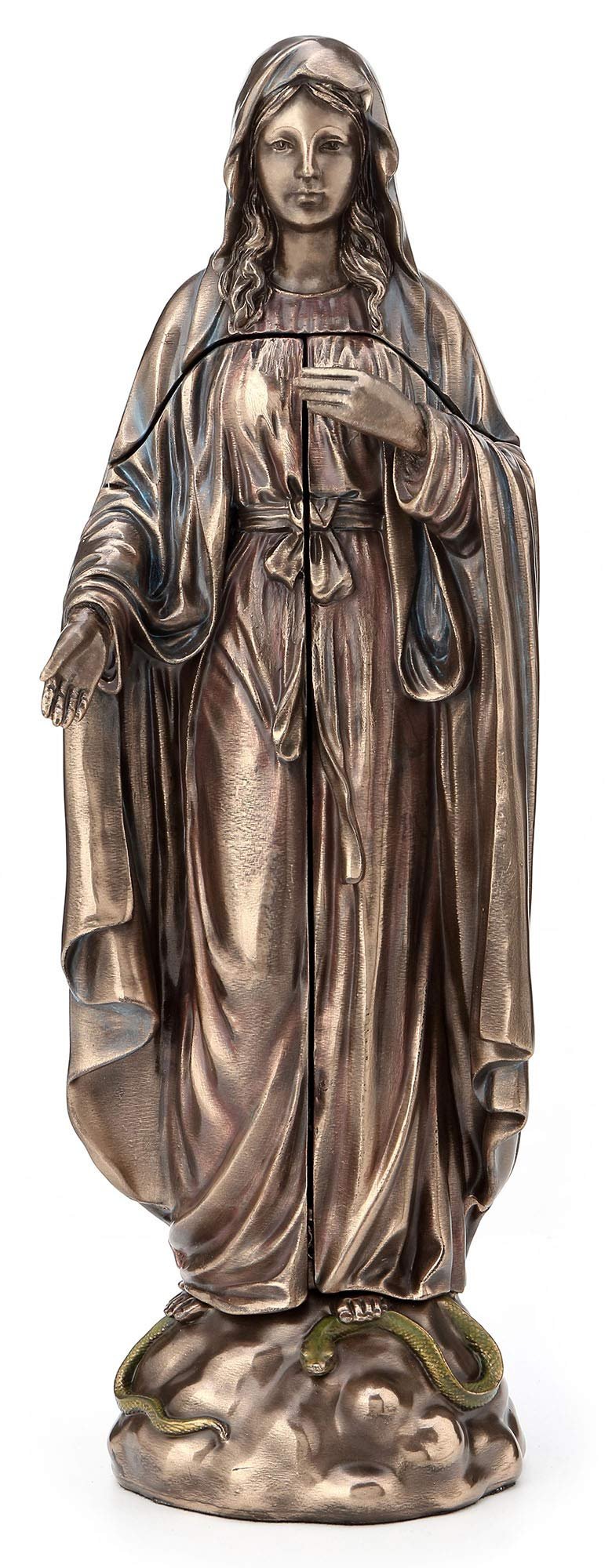 Veronese Design Lady of Grace Triptych Hinged Resin Sculpture Bronze Finish