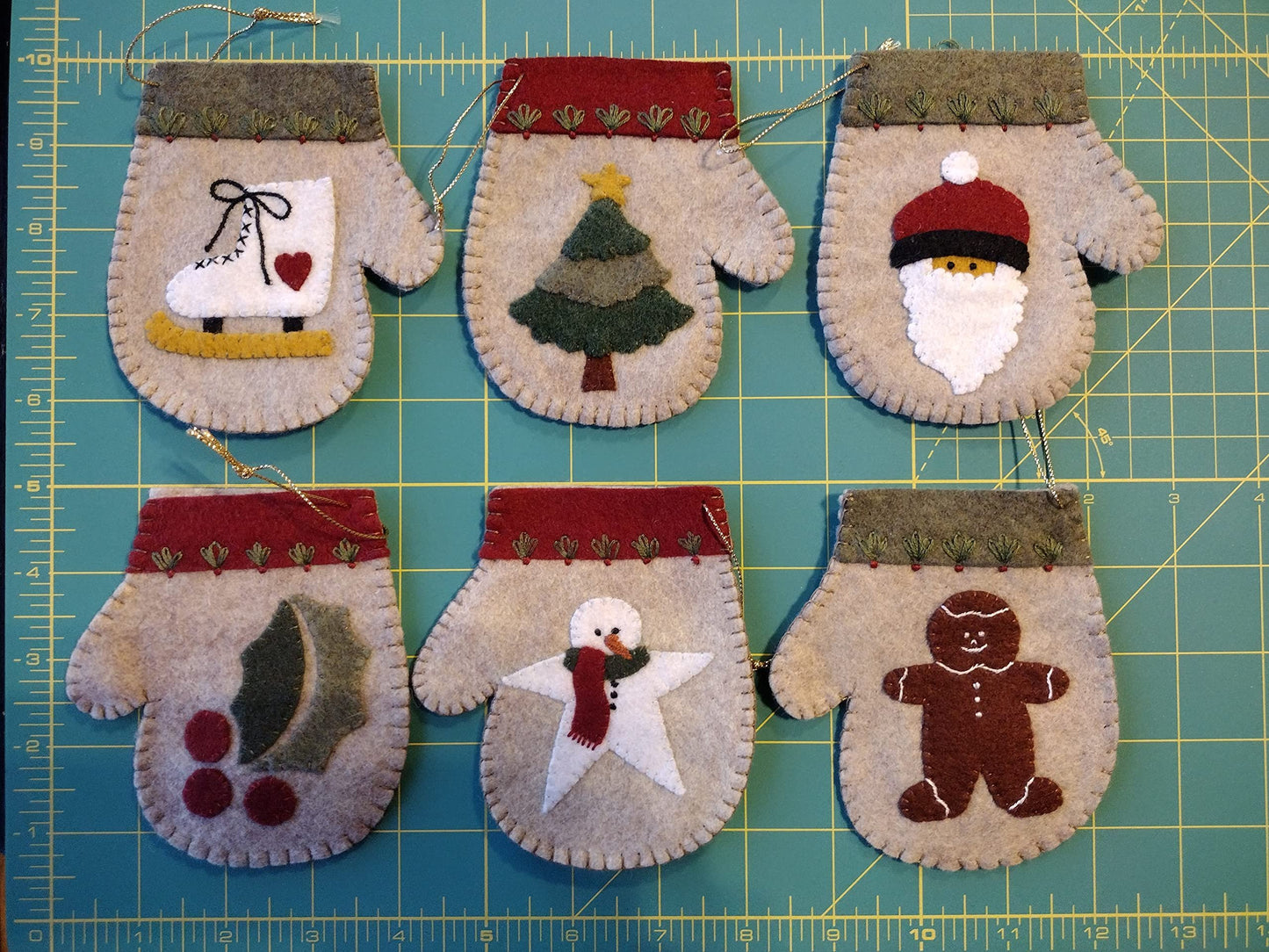 Christmas Warm Hands Ornament Kit to Make | 6 Piece Wool-Felt Warm Hands Kit by Rachel's of Greenfield