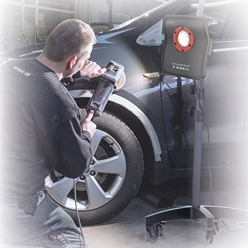 SCANGRIP WHEEL STAND, for Mobile Work Light Positioning in the Workshop, Detailing Light Stand, Extendable from 3 ft to 6,2 ft, Bracket for Second Work Light