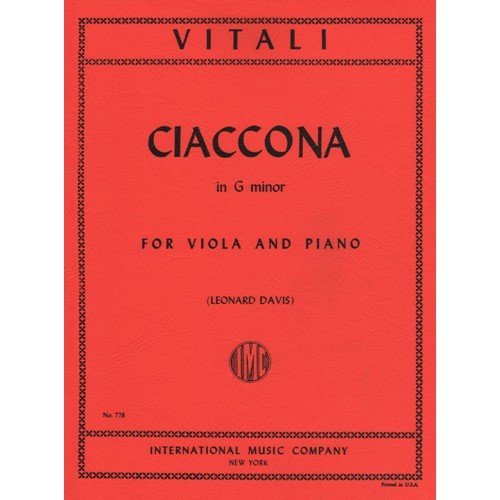 Vitali - Chaconne in g For Viola & Piano Published by International Music Company