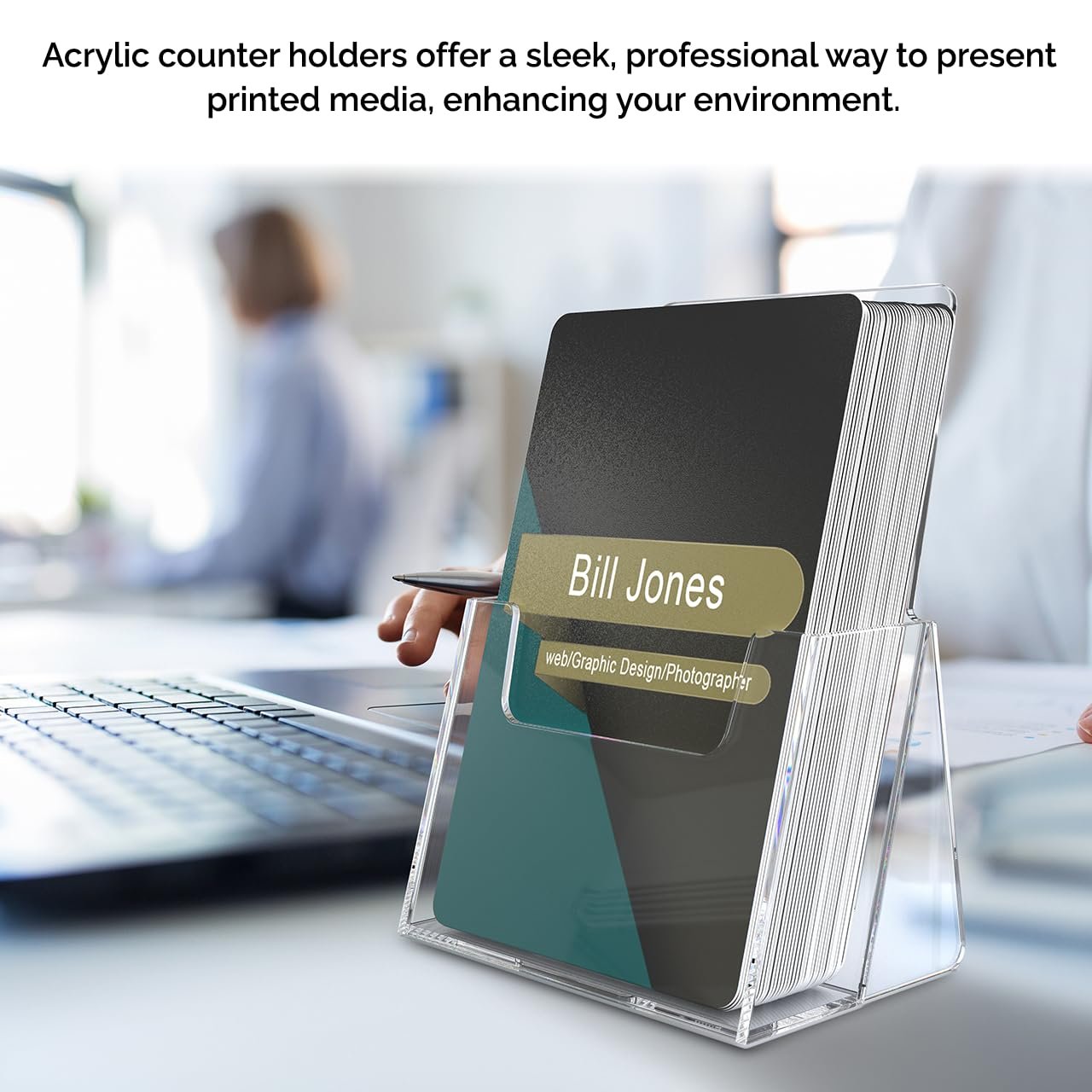 Marketing Holders 2 Pack Vertical Business Card Holder Desktop Display for 2" x 3.5" Appointment and Contact Cards at Medical and Dental Offices Lightweight Clear Acrylic Take A Card Display