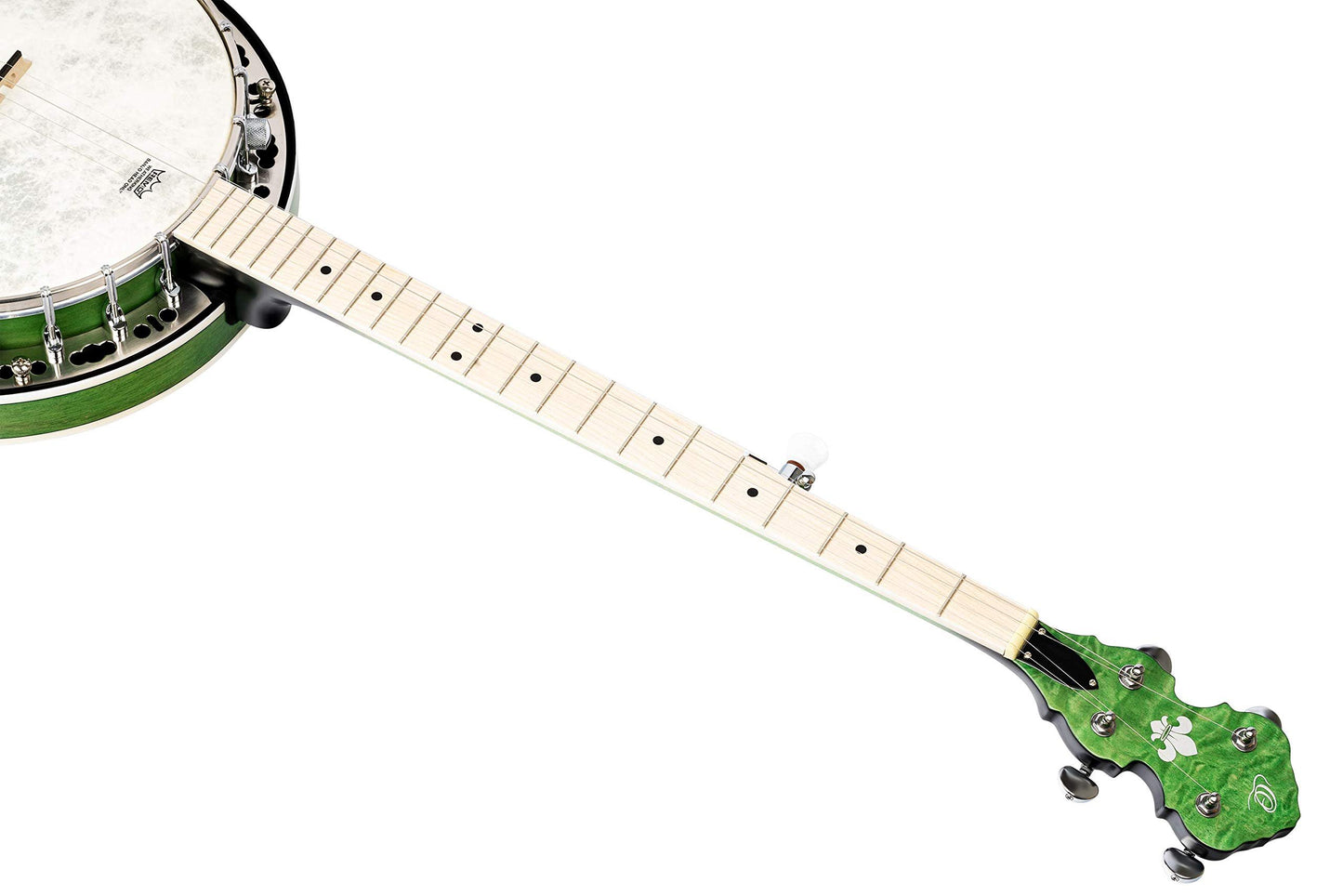 Ortega Guitars Facon Falcon Series 5-String Quilted Maple Resonator Acoustic-Electric Banjo w/Bag, Right, Transparent Green, one Size (OBJE400TGR)
