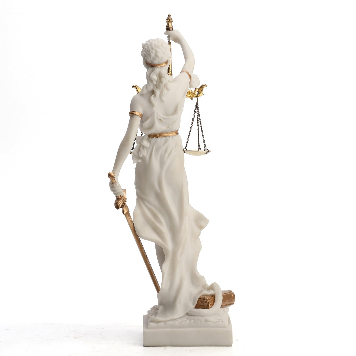 Veronese Design 12 Inch Blind Lady Justice Themis Resin Statue White Gold Finish