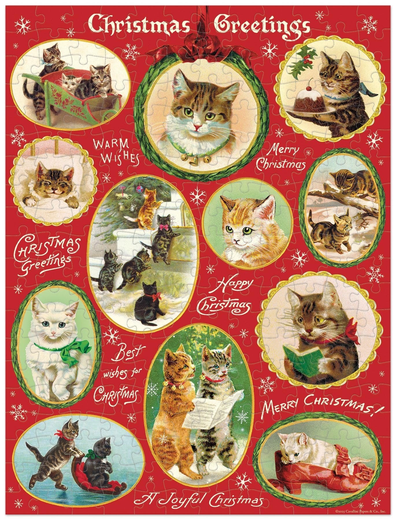 Cavallini 240 Piece Puzzle, Christmas Cat (PZLMINI/CHRCAT)