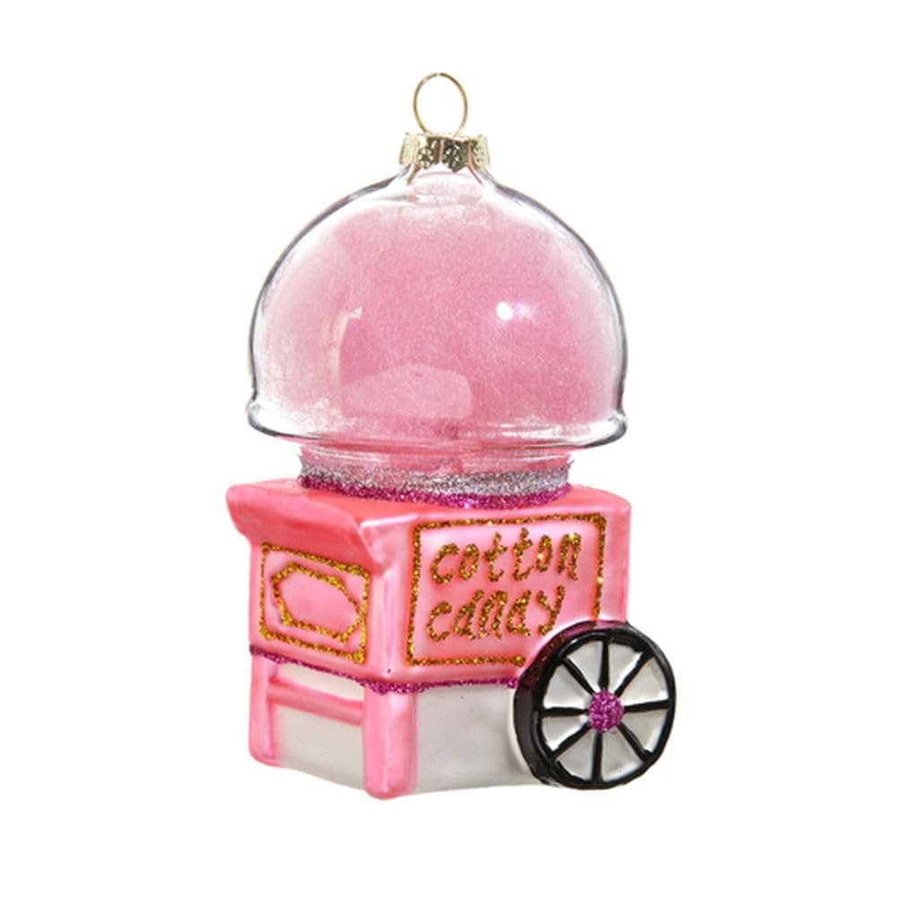 RAZ Imports Cotton Candy Machine Ornament, 4-inch Height, Glass and Sponge, Christmas, Home Décor