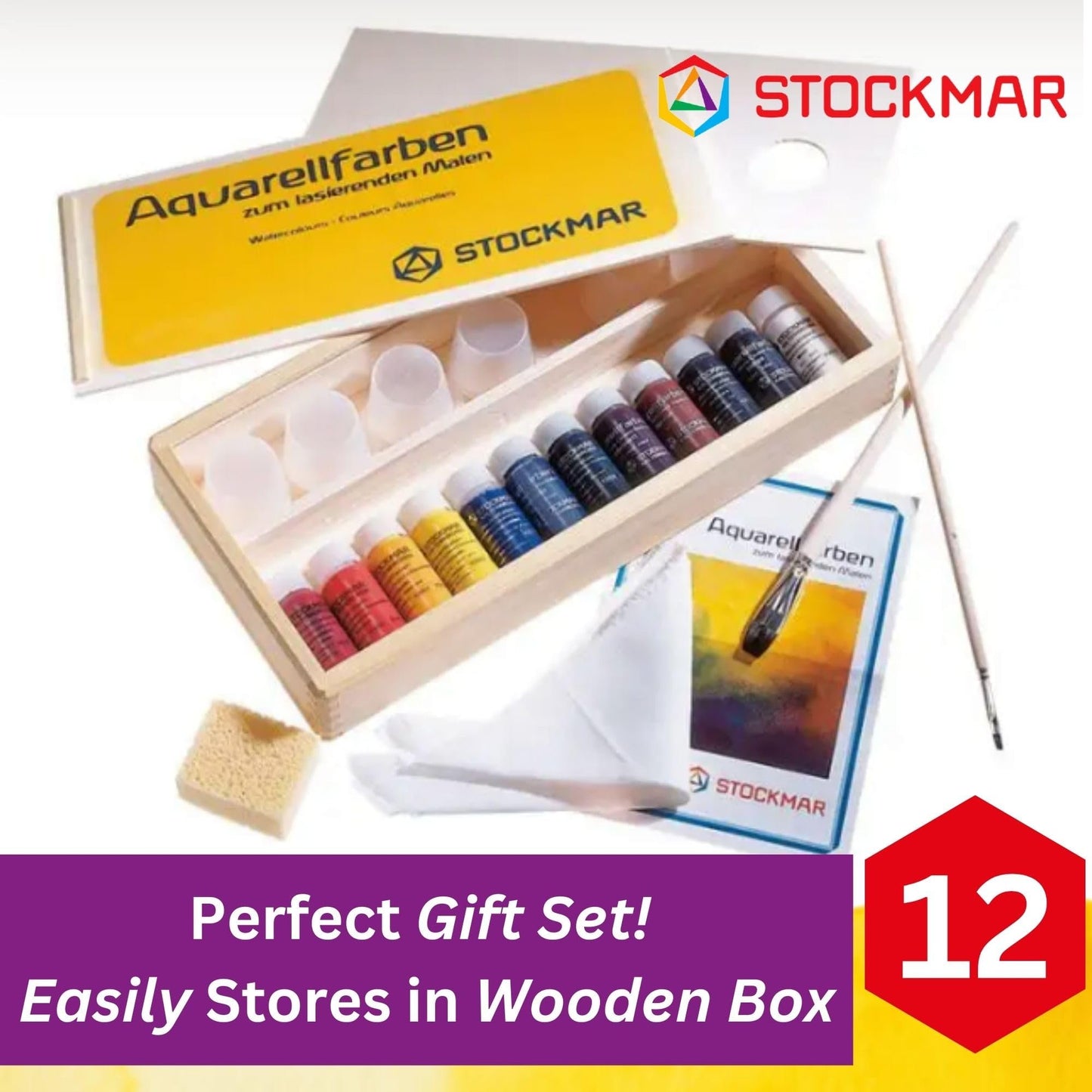 Stockmar Watercolor Paint- 6 Set, Washable Paint for Kids, Homeschoolers & Students, Waldorf Art Supplies (6 Bottles, 20 mL each)