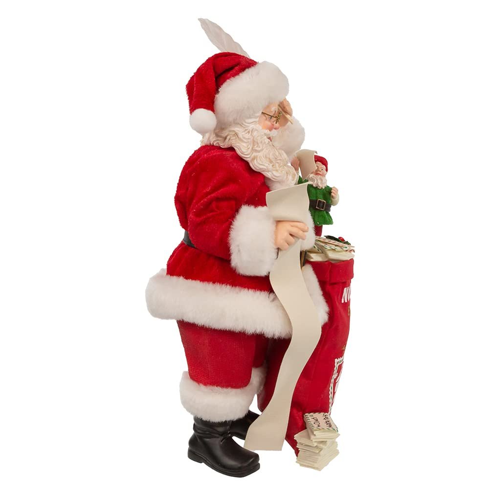 Kurt Adler 10.5-Inch Fabriché Santa with Mail and Elf, Red