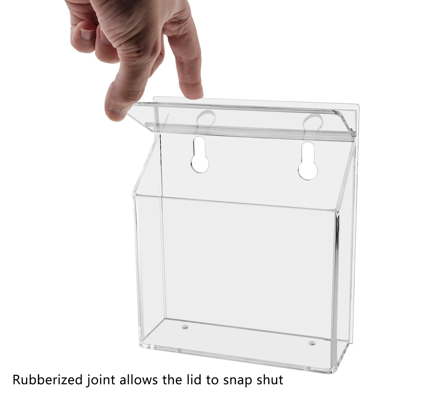 Marketing Holders Outdoor Brochure Holder Holds 9” x 6” Booklets and Bifolds Wall Mount Clear Acrylic Box with Lid Store Front Pamphlet Display Take One Organizer Bin