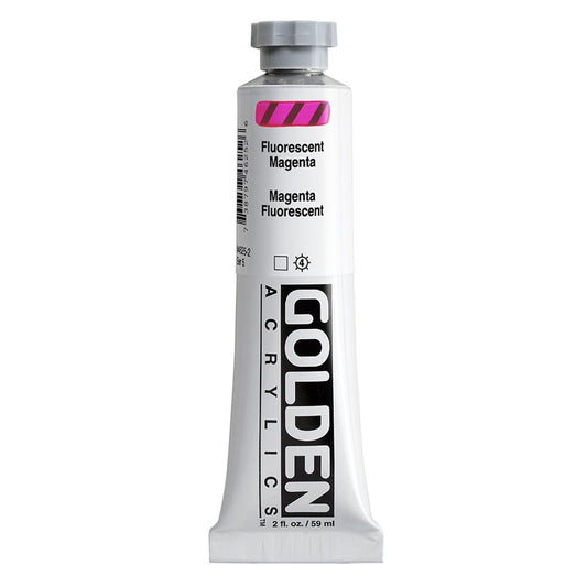 Heavy Body Acrylics by GOLDEN, Fluorescent Magenta, 2 fl. oz. Tube, Professional Acrylic Paint, Transparent