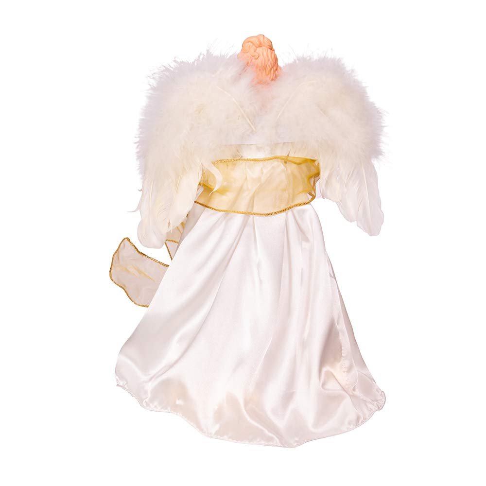 Kurt S. Adler Kurt Adler 14-Inch Battery-Operated Ivory and Gold LED Angel Treetop, White