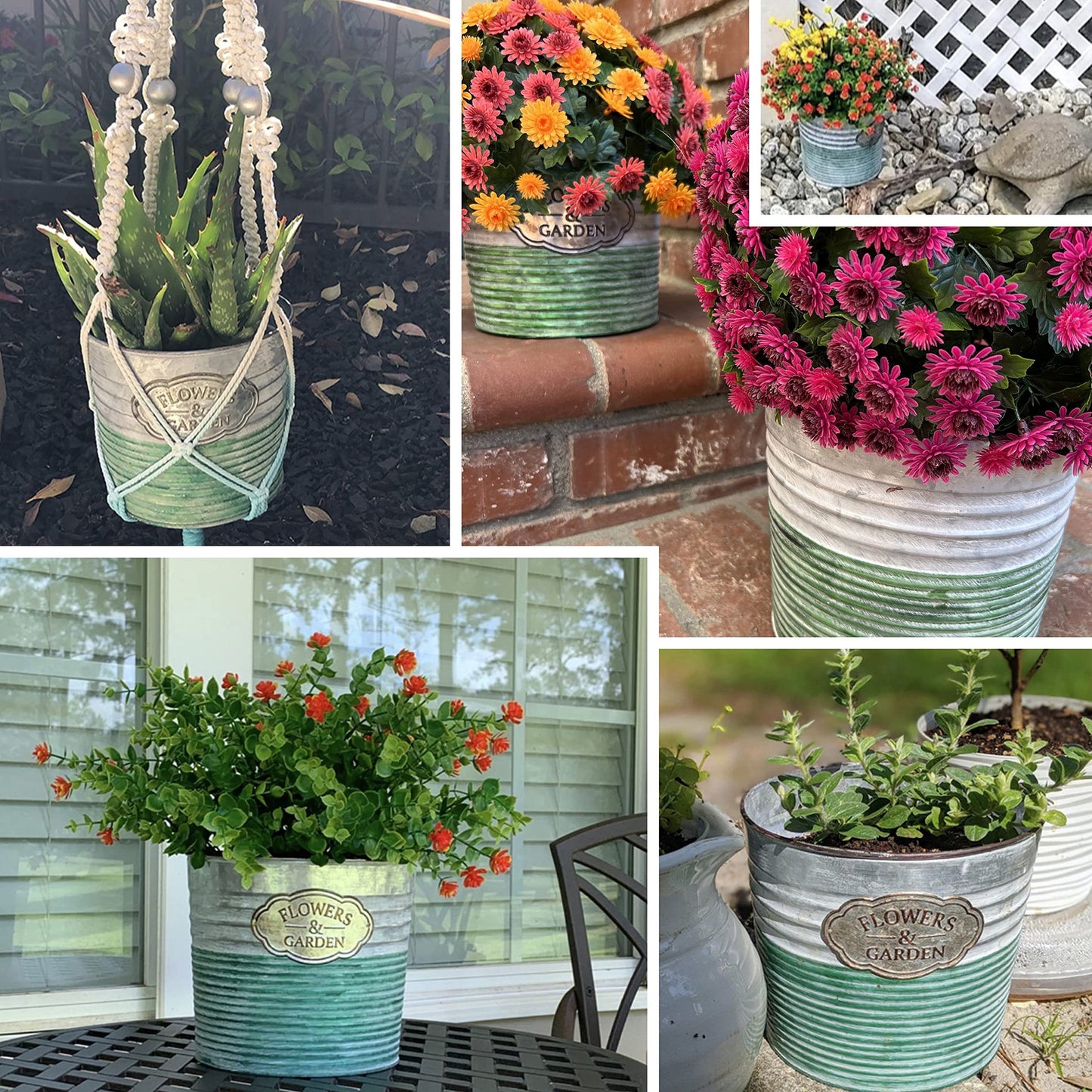 allgala 8" Galvanized Planter Pot Indoor and Outdoor Decoration