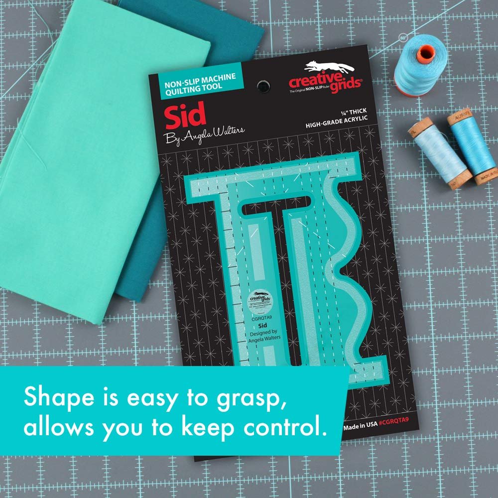 Creative Grids Machine Quilting Tool - Sid - CGRQTA9 - Made in USA, Non-Slip Grip Acrylic Quilting & Sewing Template Ruler for Free-Motion Quilt Patchwork Design on Domestic Sewing & Longarm Machines