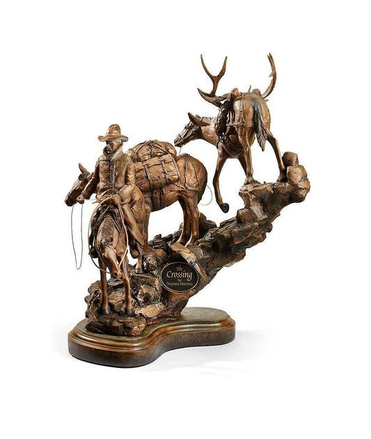 Wild Wings The Crossing - Cowboy Sculpture by Stephen Herrero