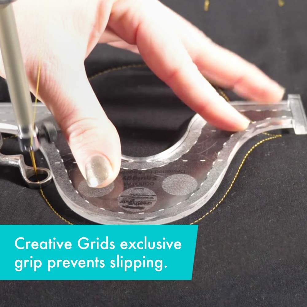 Creative Grids Machine Quilting Tool Squiggy - CGRQTA4 – Made in USA Non-Slip Grip Acrylic Quilting & Sewing Template Ruler for Free-Motion Quilt Patchwork Design on Domestic Sewing & Longarm Machines