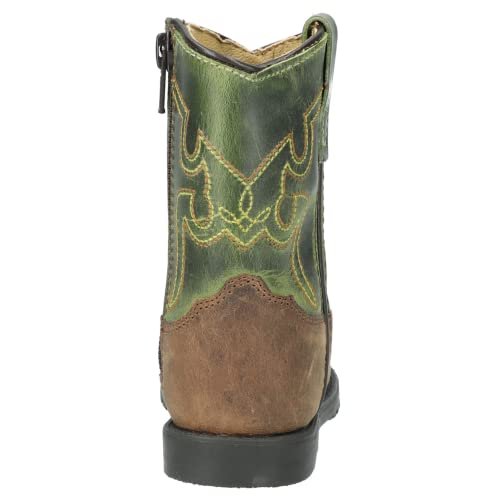 Smoky Mountain Toddlers Brown/Green Autry Square Toe Western Cowboy Boot,6 M US Toddler