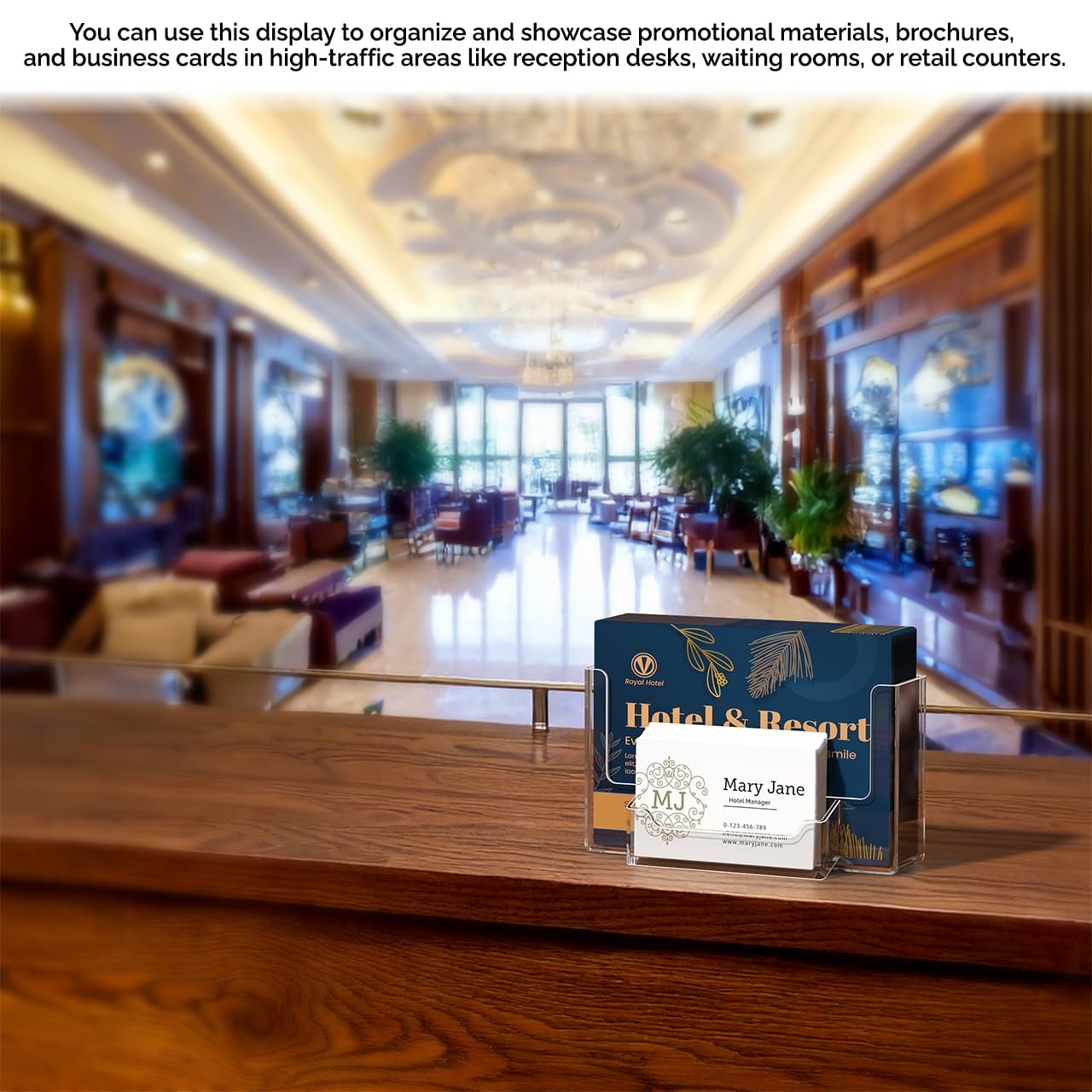 Marketing Holders Postcard Holder 6 Inch Wide with 3.5" x 2" Business Card Pocket and Hanging Hardware Wall Index Card Display Clear Acrylic Literature Organizer for Offices Shops and Tradeshows