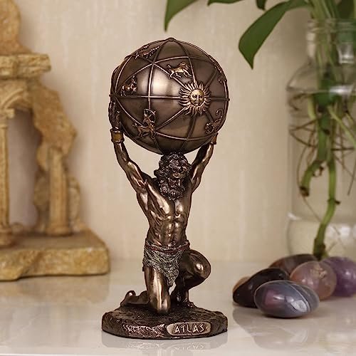 Veronese Design 5 1/2 Inch Atlas The Titan Who Holds The Sky Resin Sculpture Cold Cast Bronze Finish