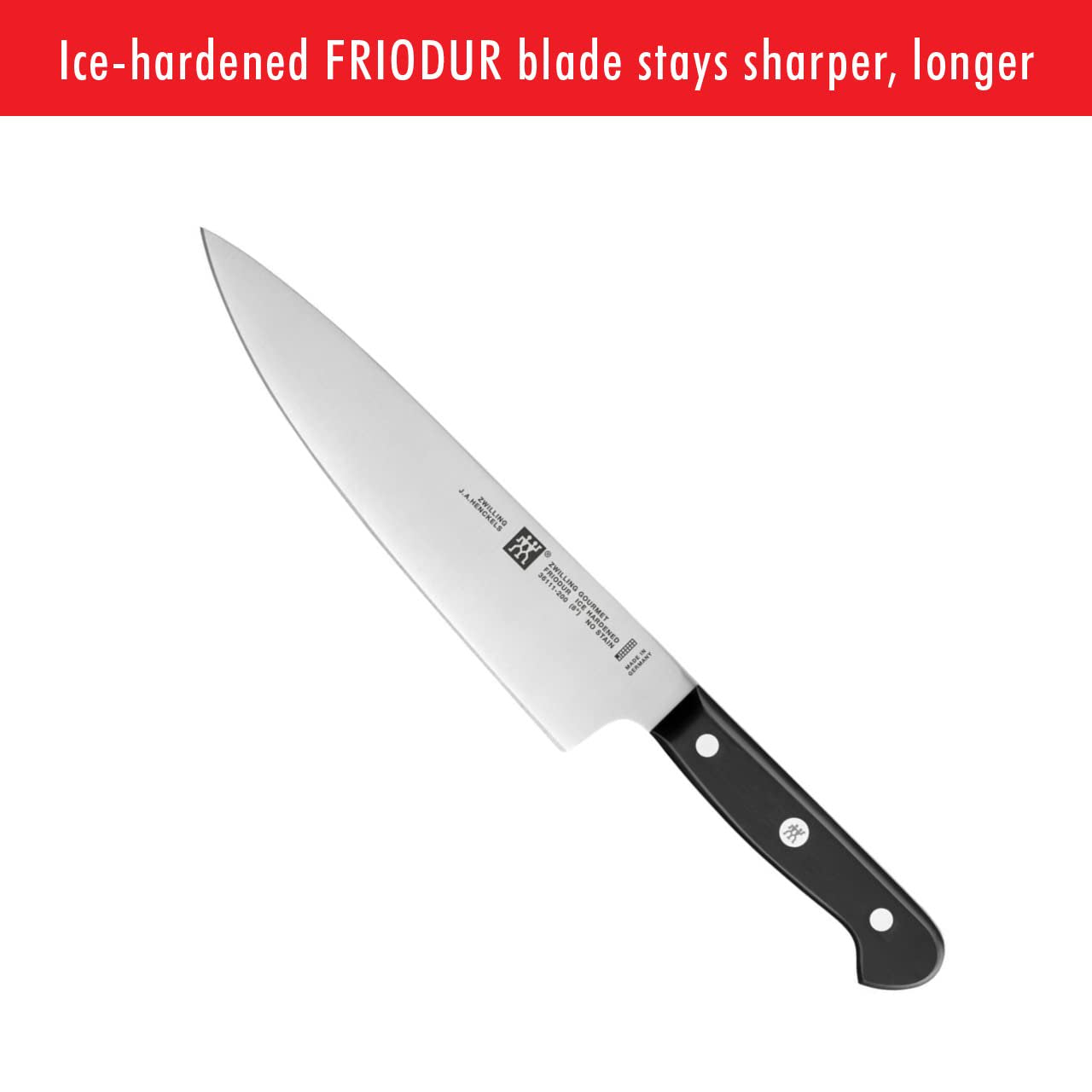 ZWILLING Gourmet 8-inch Chef’s Knife, Kitchen Knife, Black, Stainless Steel