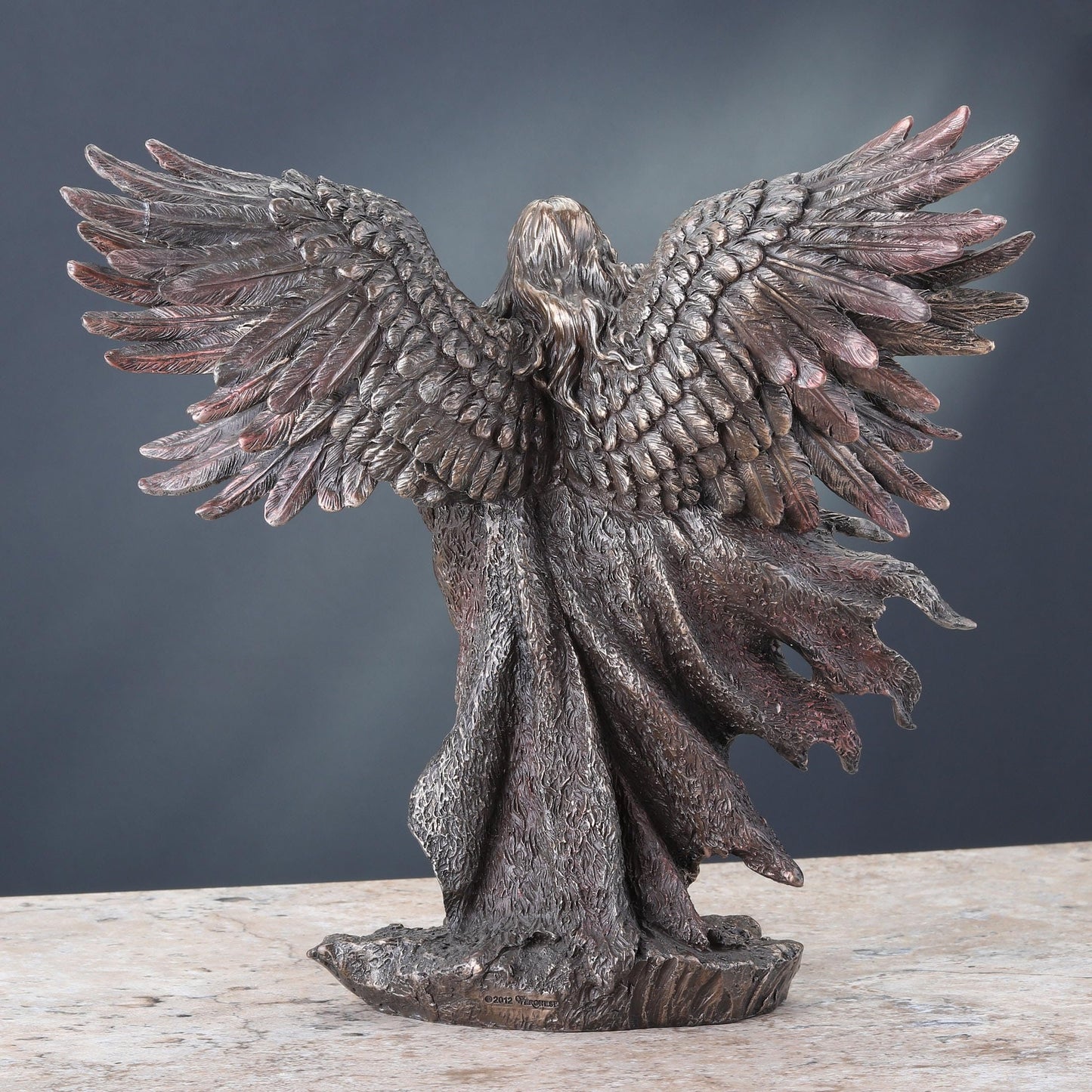 Unicorn Studio WU75976A4 Guardian Angel Statue in 6 Winged with Sword and Serpent, 11-inch Cold Cast Bronze