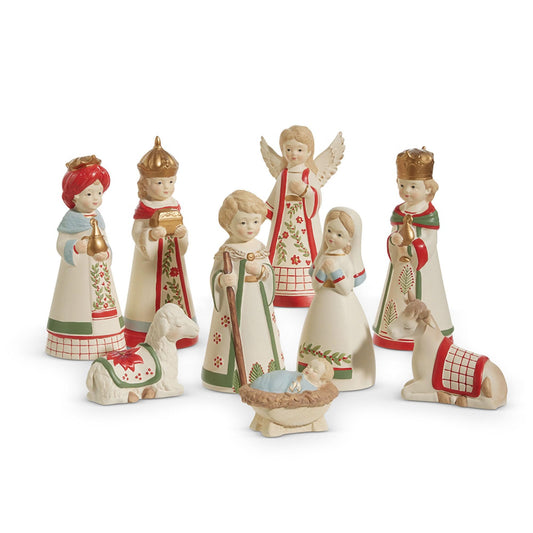 RAZ Imports Holly Leaf Nativity, 9-inch Height, Terracotta, Set of 9, Christmas, Home Décor