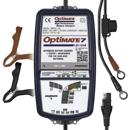Optimate 7 AmpMatic - 12V 10A, High Performance Automotive Battery Charger & maintainer for premium AGM, Deep-Cycle Batteries (TM-255v2)