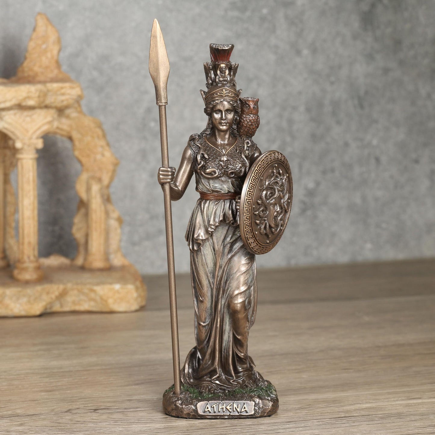 Veronese Design 6 1/2 Athena The Greek Goddess of Wisdom Resin Sculpture Cold Cast Bronze Finish