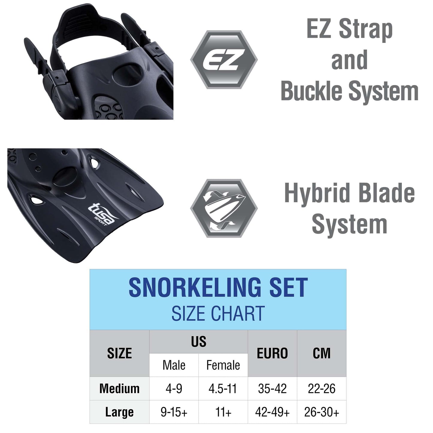TUSA Sport Adult Platina Hyperdry Mask, Snorkel, & Fins Travel Set