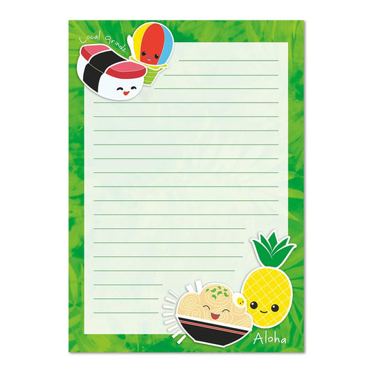 Island Heritage Hawaiian Fun and Colorful 4-1/4" x 6" Task and Reminder Notepad (Local Grindz)