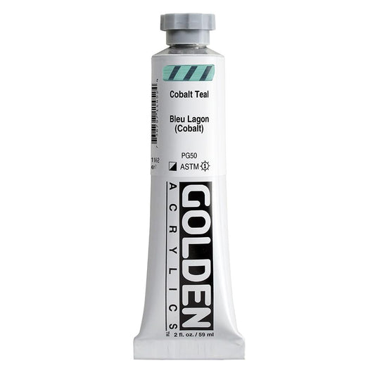 GOLDEN Heavy Body Acrylics, Cobalt Teal, 2 fl. oz. Tube, Professional Acrylic Paint, Semi-Opaque