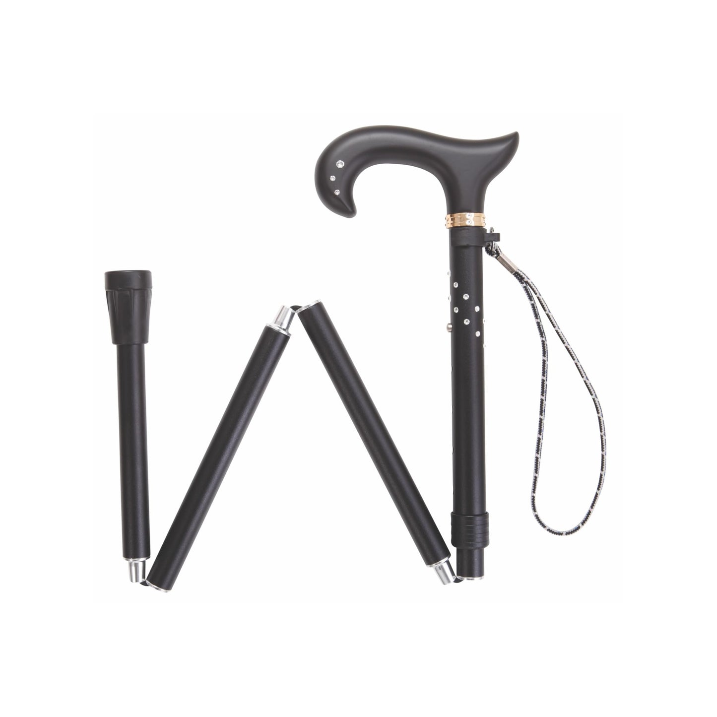 Folding with Derby Soft Touch Handle with Swarovski Crystals - Black