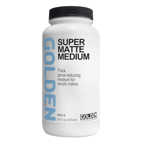Super Matte Medium by GOLDEN, 16 fl. oz. Jar, Professional Acrylic Medium, Semi-Opaque
