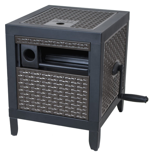AMES NeverLeak Hose Reel Cabinet Box, 100 Ft. Capacity, Decorative with Wicker Look, Auto Track Rewinding, Black Metal