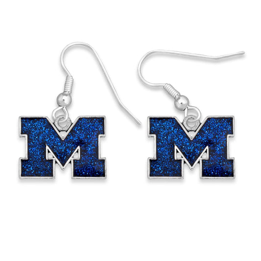 Michigan Wolverines Game Day Glitter Earrings Jewelry Gift Licensed UM