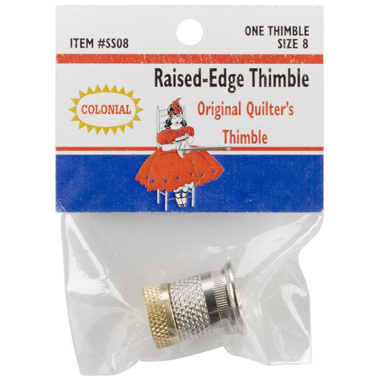Colonial Needle Raised-Edge Thimble Size 8 Notion, Silver