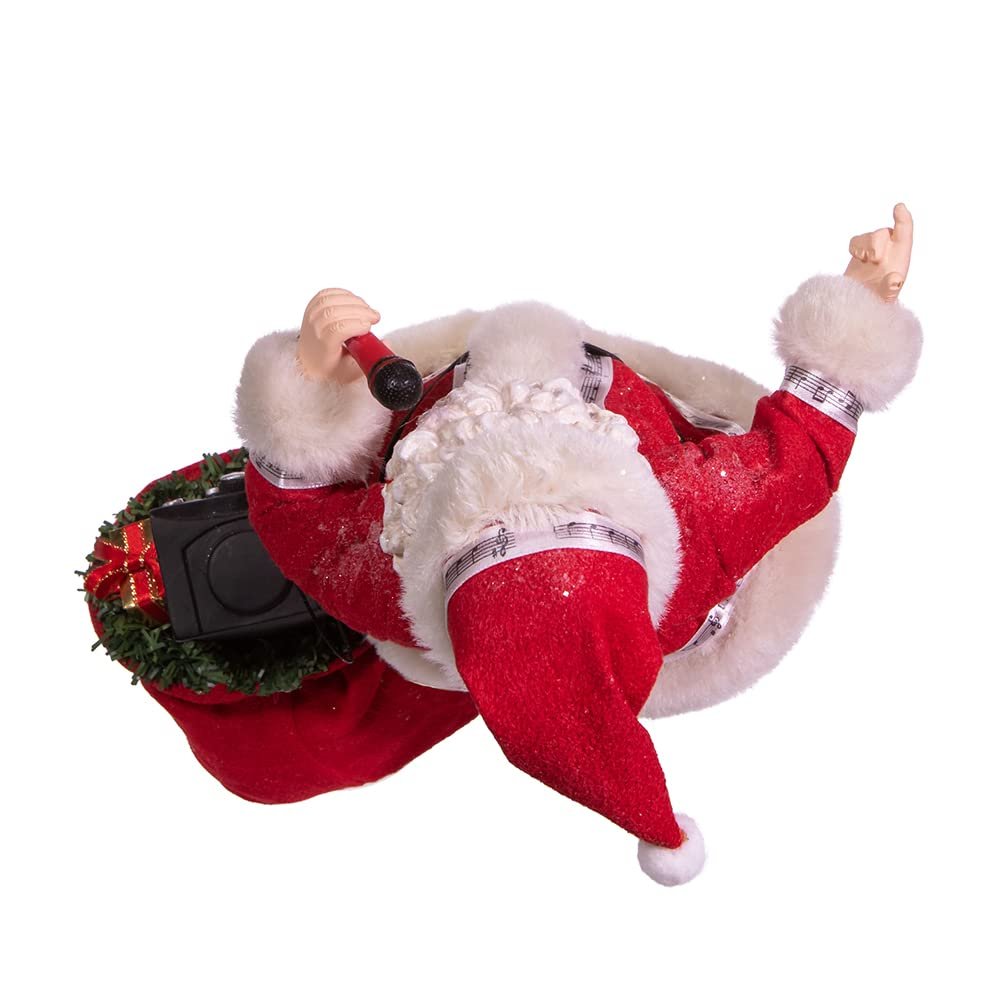 Kurt S. Adler Kurt Adler 10.5-Inch Battery-Operated Fabriche Musical Karaoke Santa, Multi