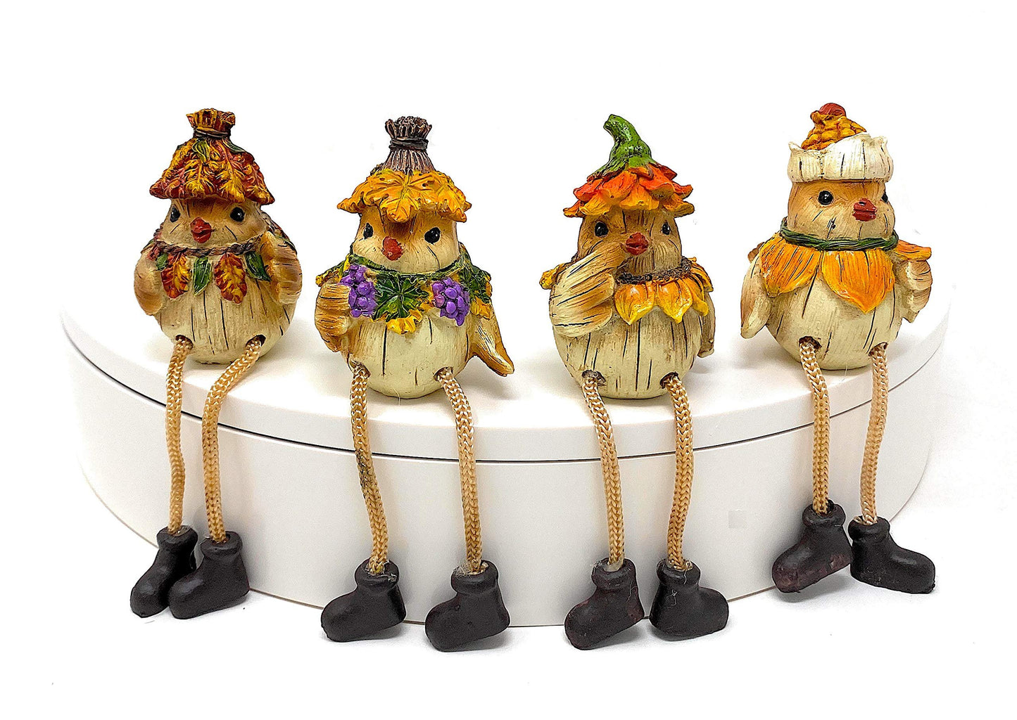 Gerson Thanksgiving Figurines Bird Shelf Sitters Fall Autumn Table Fireplace Decor Set of 4