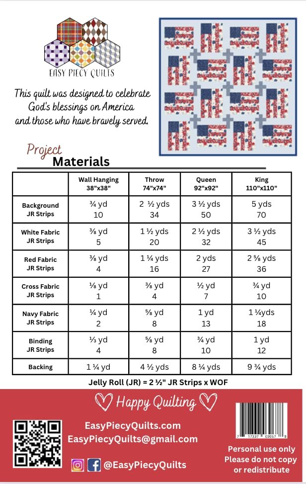Easy Piecy Quilts God and Country Quilt Pattern