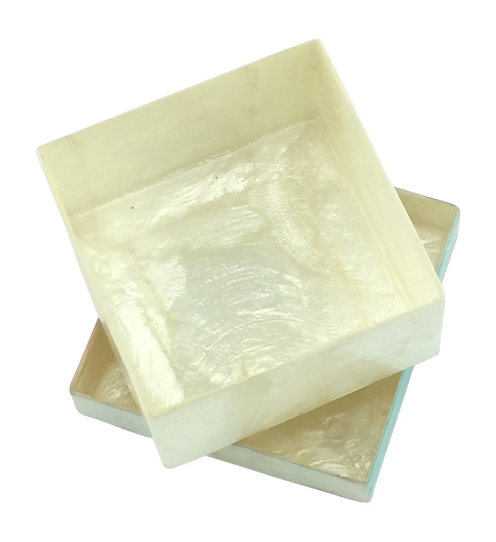 Kubla Craft Beach with Palm Trees Capiz Shell Keepsake Box, 3 Inches Square
